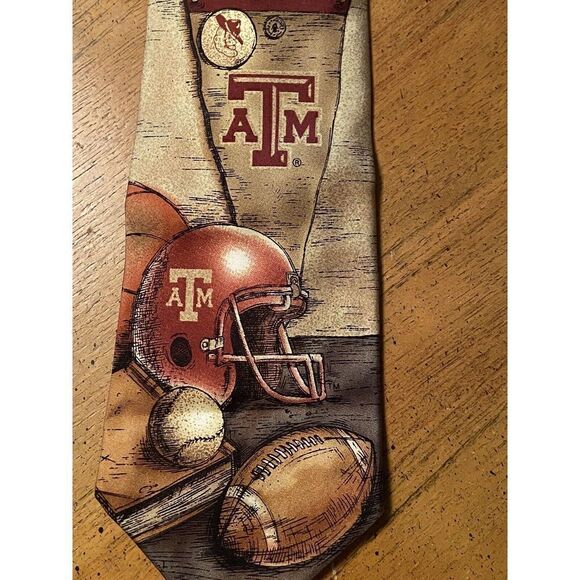 ATM COLLEGE AGGIES FOOTBALL HIGH END SUIT DESIGNER NECKTIE - Picture 1 of 4